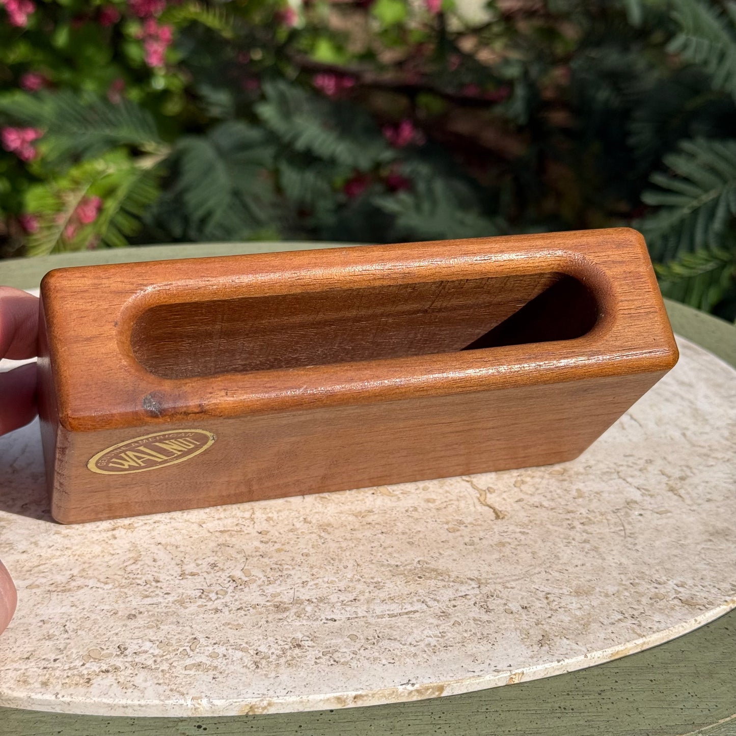 Vintage Solid Walnut Notepad/Pen Holder
