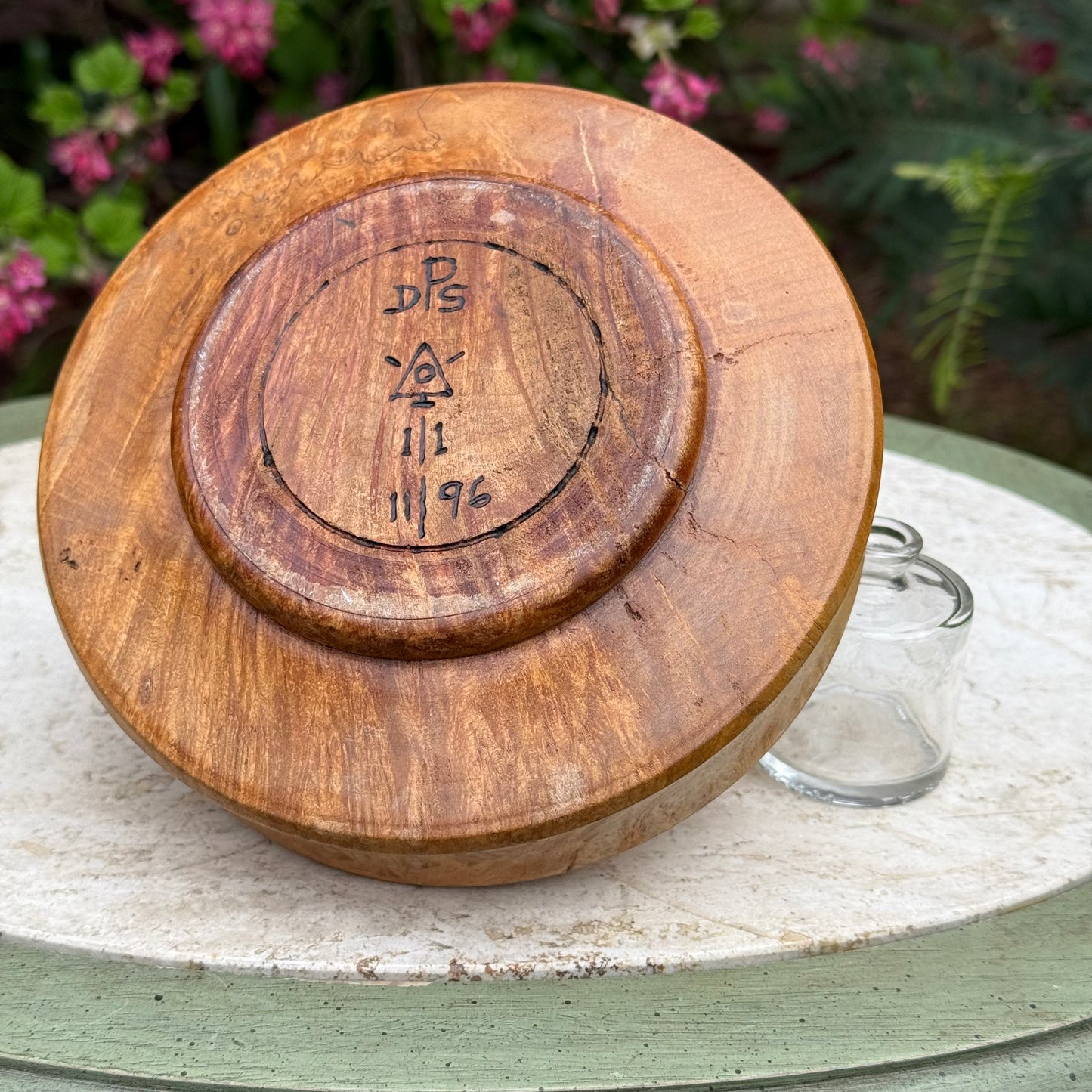 Vintage Hand-Turned Burl Wood Oil Lamp