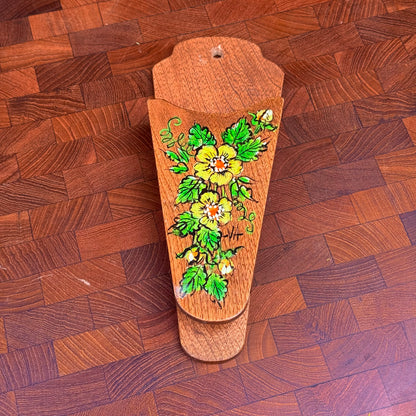 Handmade Vintage Hand-Painted Wooden Scissors Holder