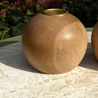 Handmade Oregon Myrtlewood Candle Holder Pair
