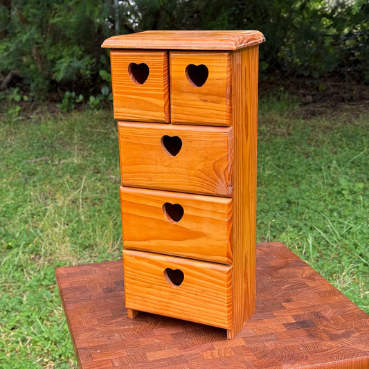 Vintage Cottagecore Rustic Heart Shaped Chest of Drawers