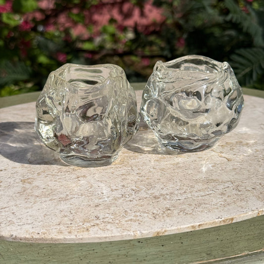 Snowball Votive Tealight Holder Pair