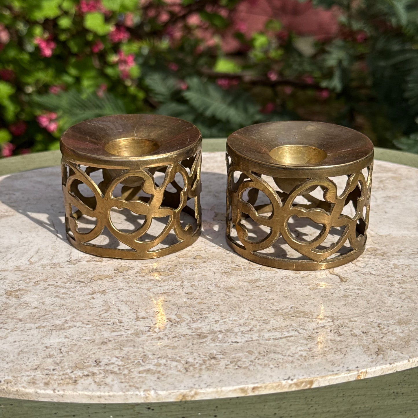 Vintage Brass Candlestick Holder Pair