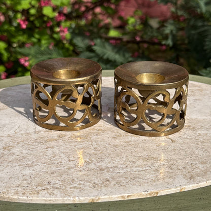 Vintage Brass Candlestick Holder Pair