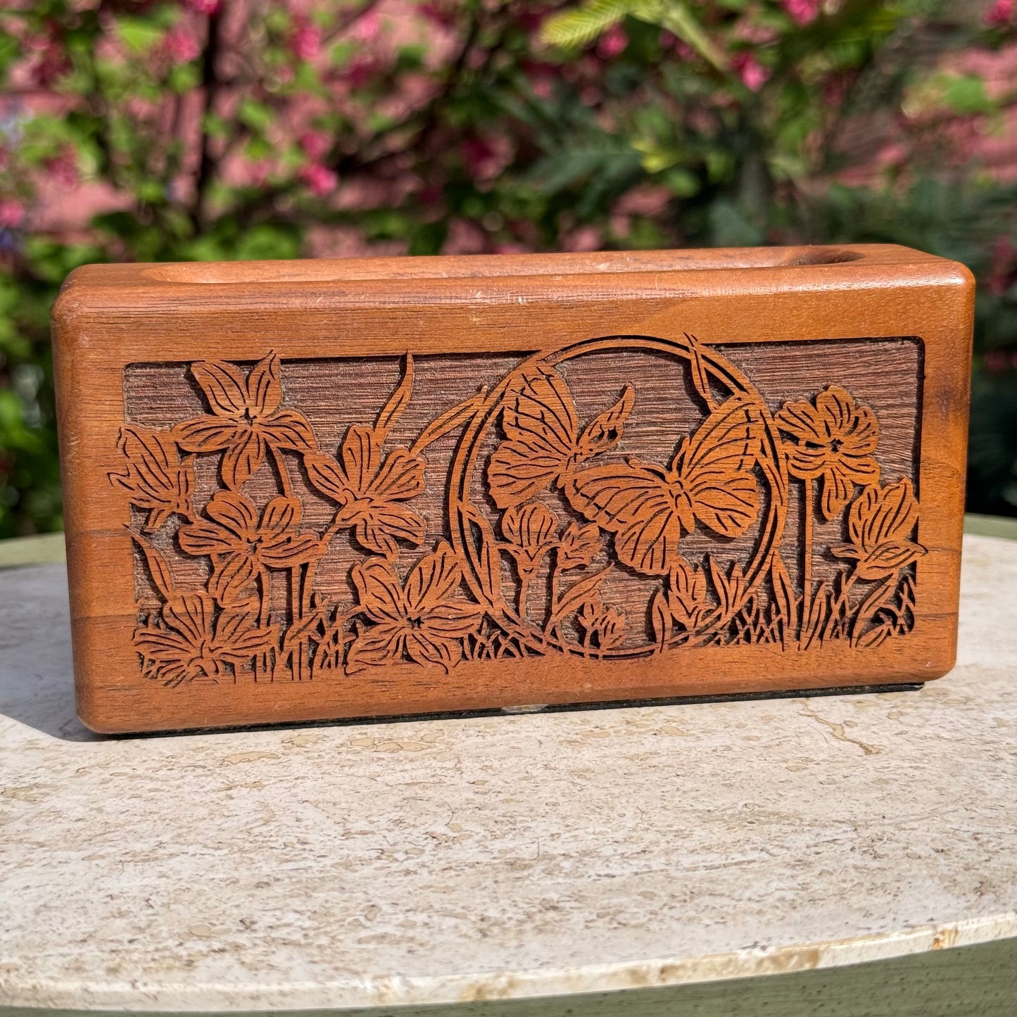 Vintage Solid Walnut Notepad/Pen Holder