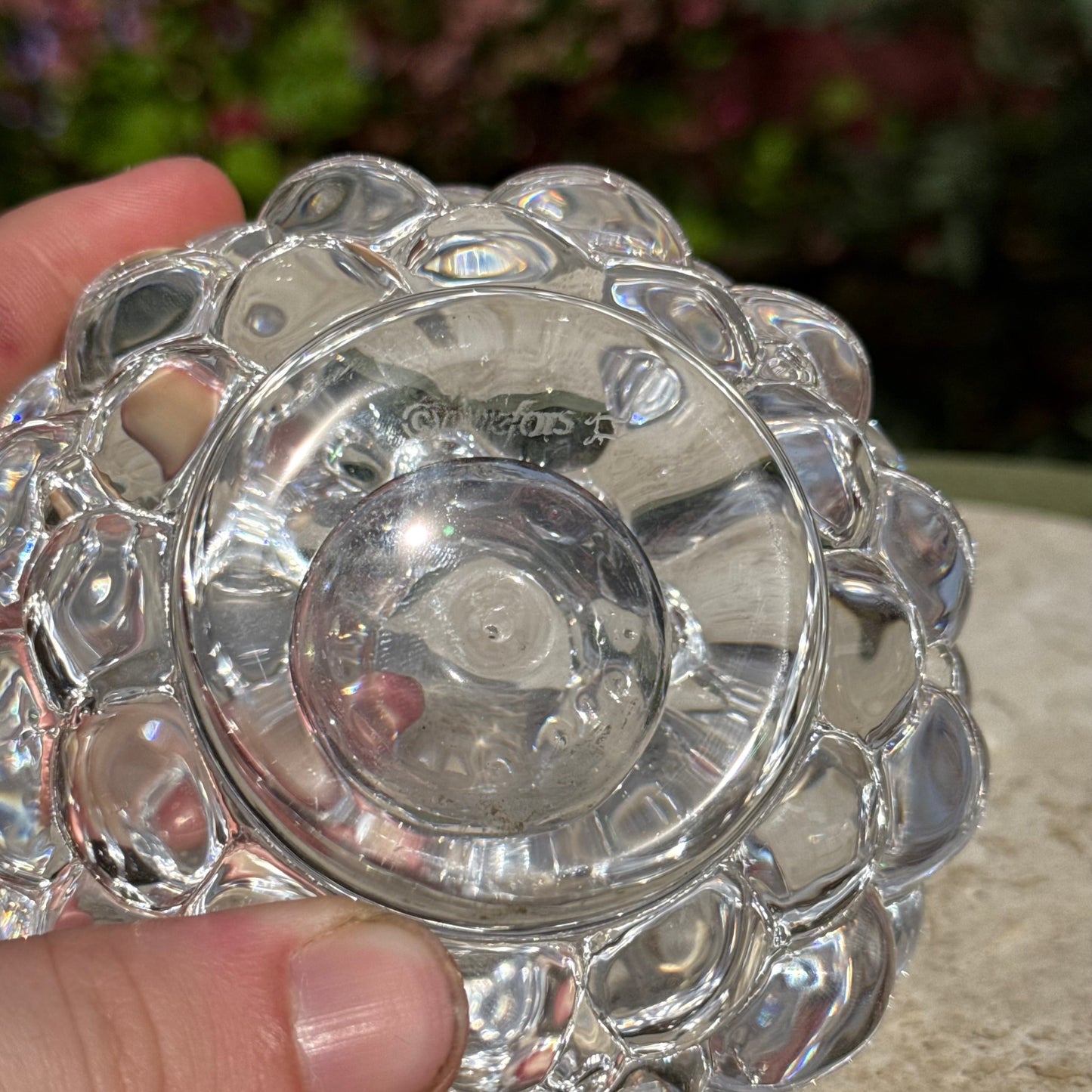Vintage Orrefors Crystal “Raspberry” Votive Holder
