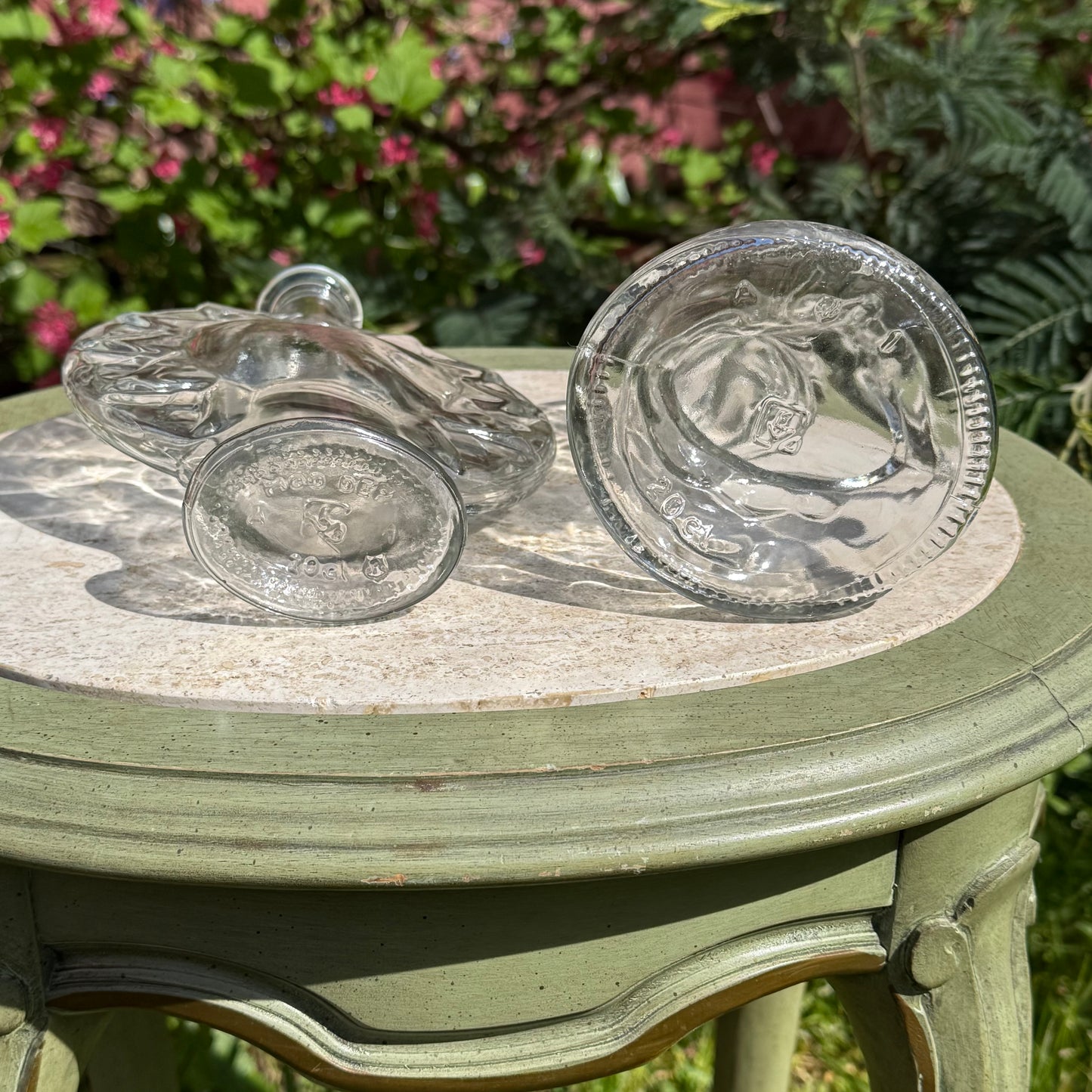Vintage Celestial Sun & Moon Glass Jar Pair