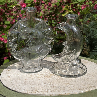 Vintage Celestial Sun & Moon Glass Jar Pair