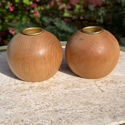 Handmade Oregon Myrtlewood Candle Holder Pair