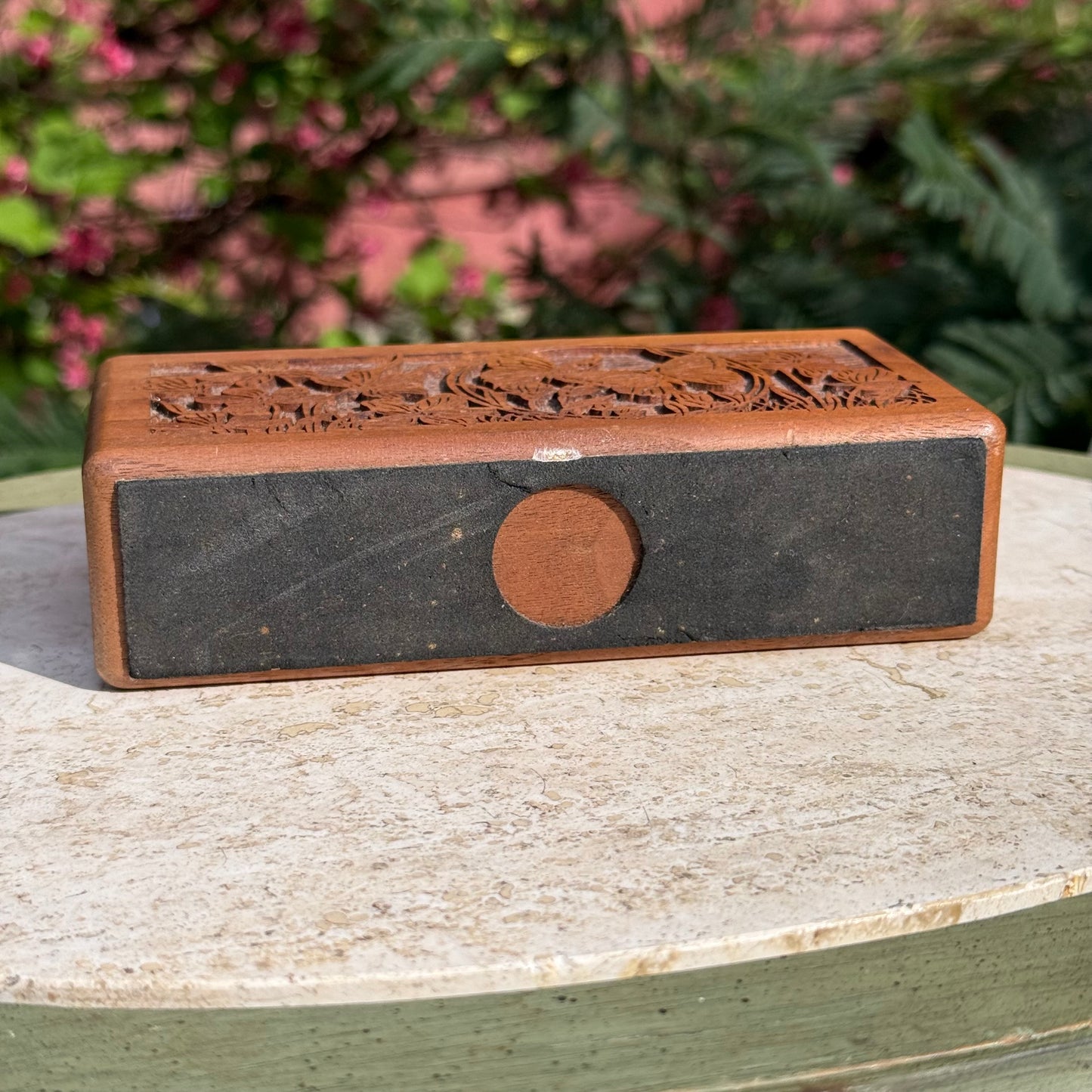 Vintage Solid Walnut Notepad/Pen Holder