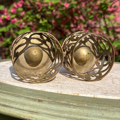 Vintage Brass Candlestick Holder Pair