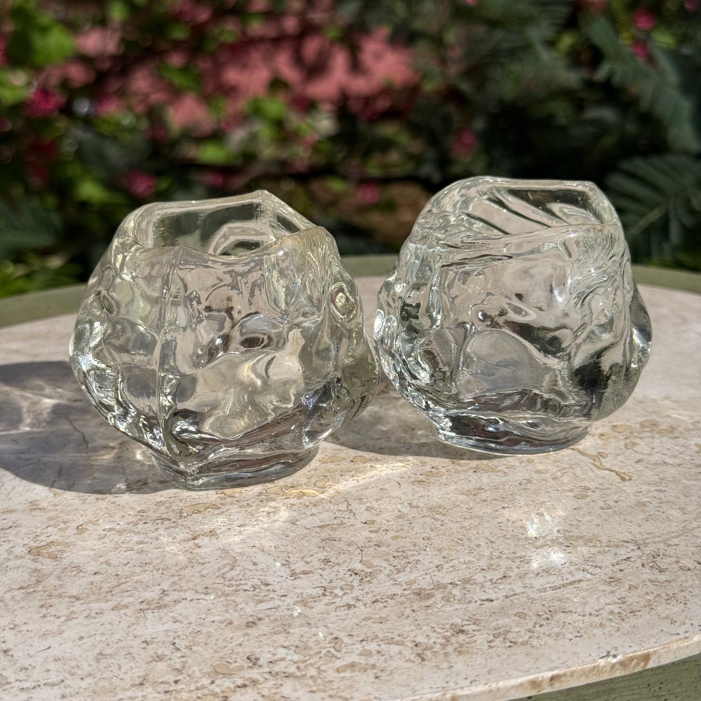 Snowball Votive Tealight Holder Pair
