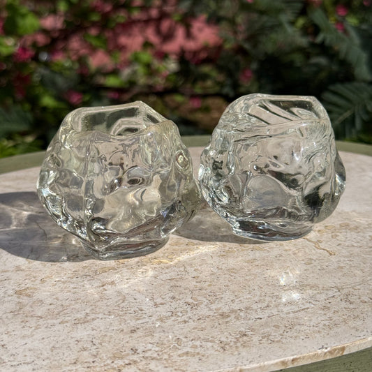 Snowball Votive Tealight Holder Pair