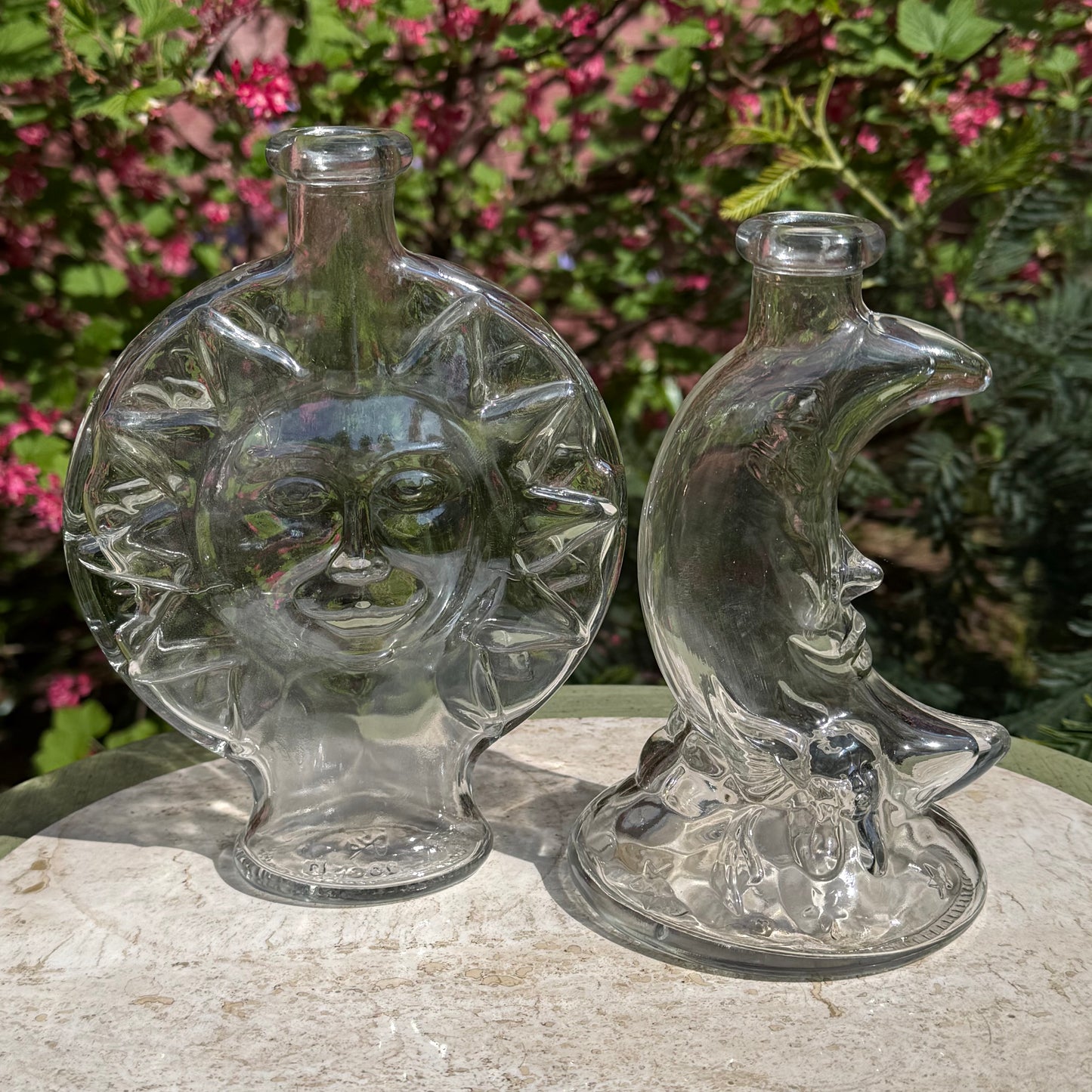 Vintage Celestial Sun & Moon Glass Jar Pair