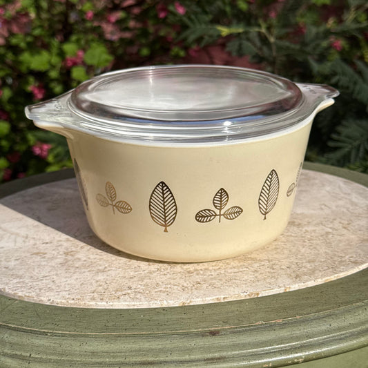 Vintage PYREX “Gold Leaf” Casserole Dish