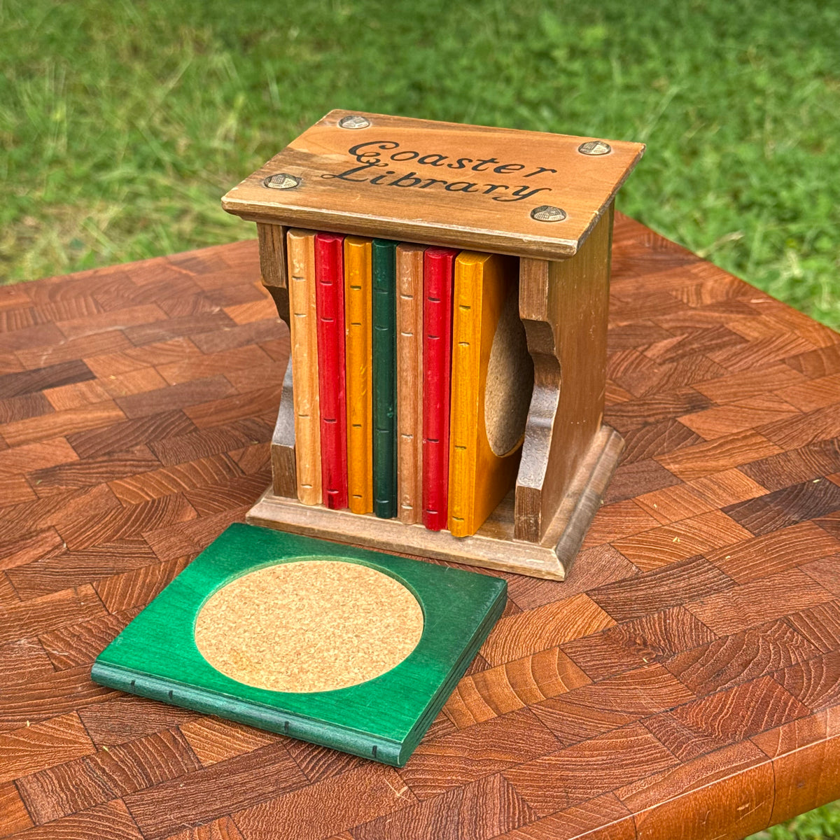 Vintage Coaster Library w/ Book Shaped Coasters