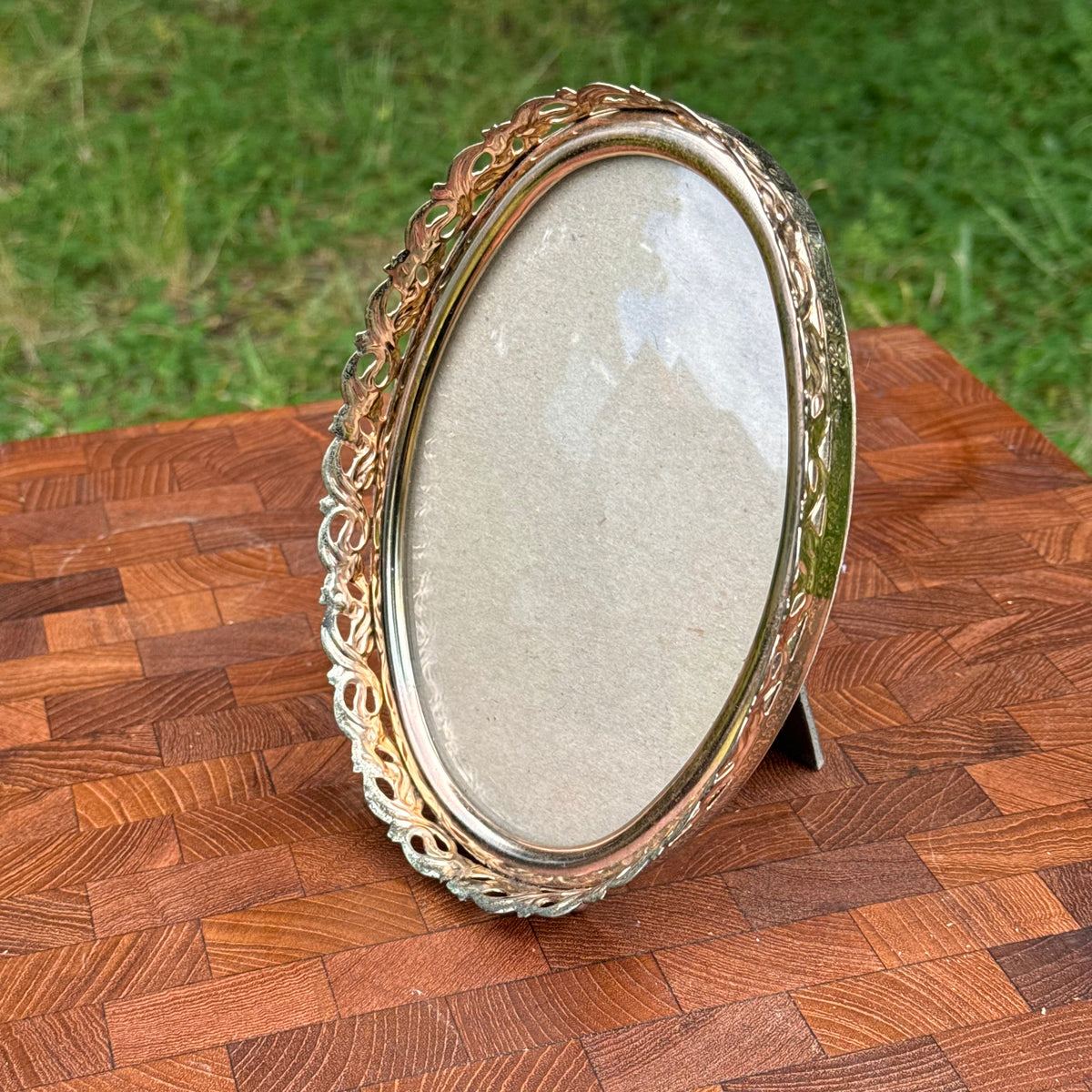 Vintage Filigree Domed Picture Frame w/ Velvet Back