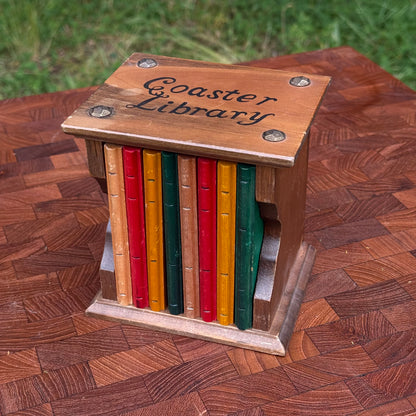 Vintage Coaster Library w/ Book Shaped Coasters