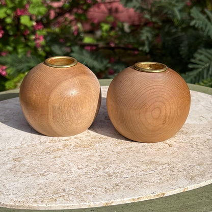 Handmade Oregon Myrtlewood Candle Holder Pair