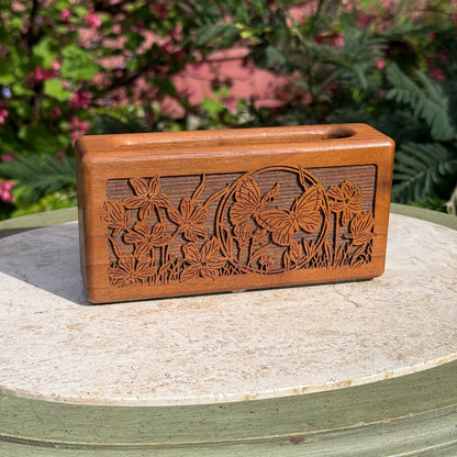 Vintage Solid Walnut Notepad/Pen Holder