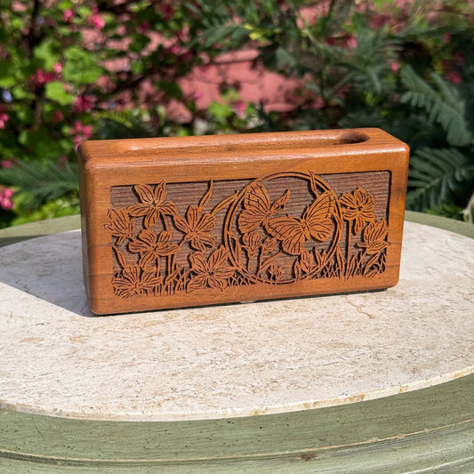 Vintage Solid Walnut Notepad/Pen Holder