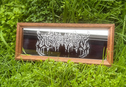 Wooden framed etched mirror in clover
