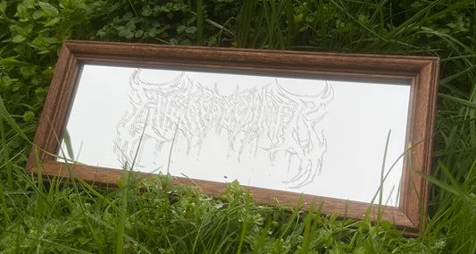 Wooden framed etched mirror in clover