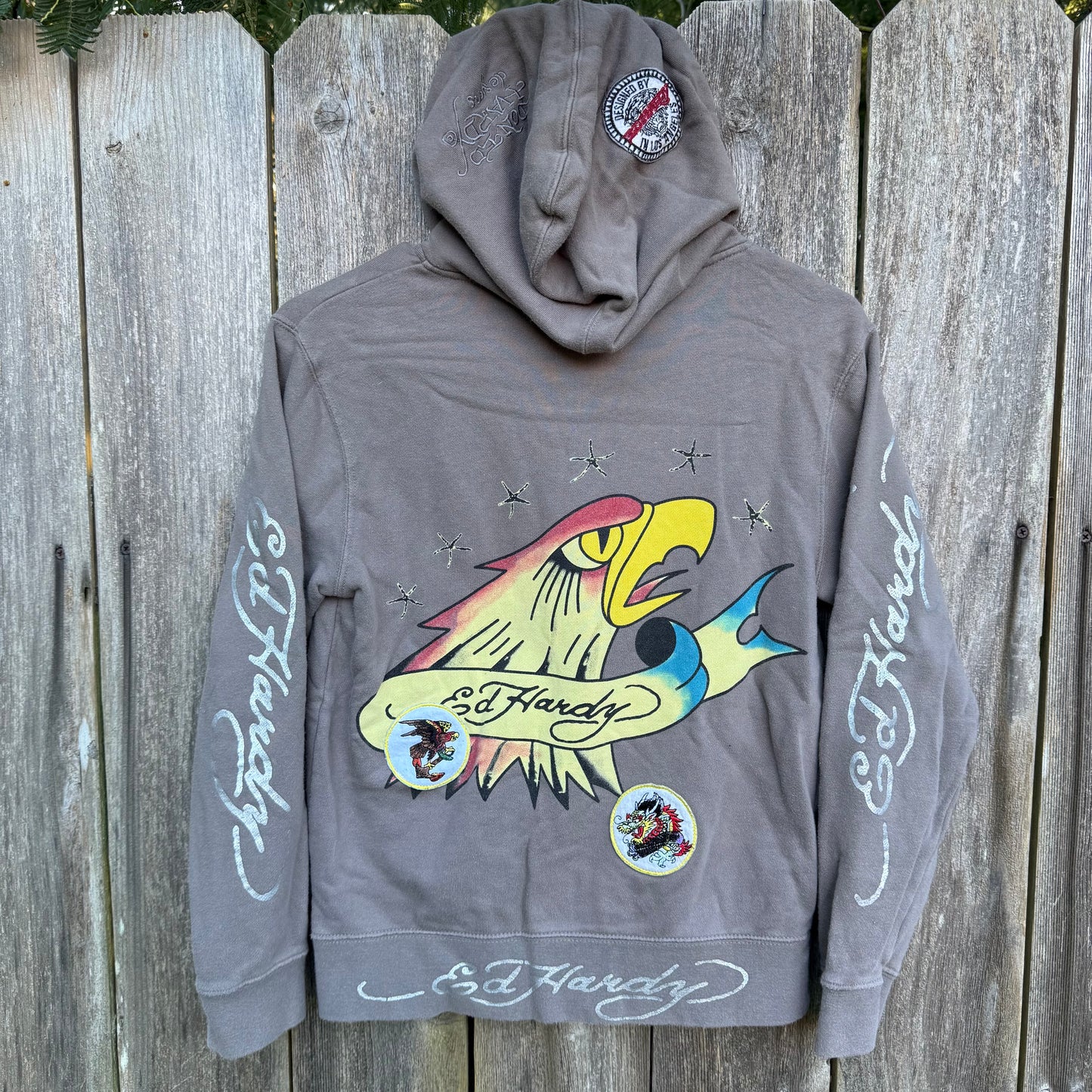 Vintage Y2K Ed Hardy Patches Zip-Up Hoodie