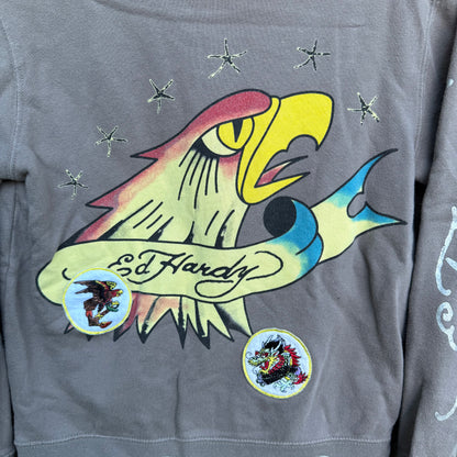 Vintage Y2K Ed Hardy Patches Zip-Up Hoodie