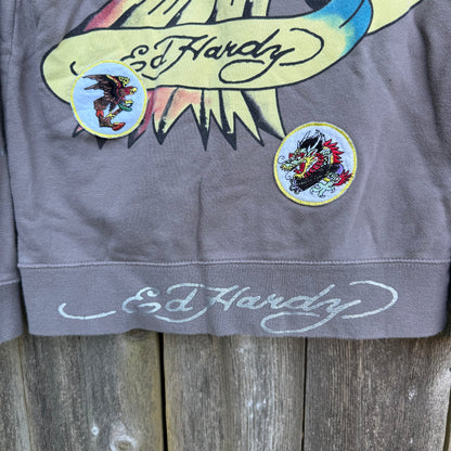 Vintage Y2K Ed Hardy Patches Zip-Up Hoodie
