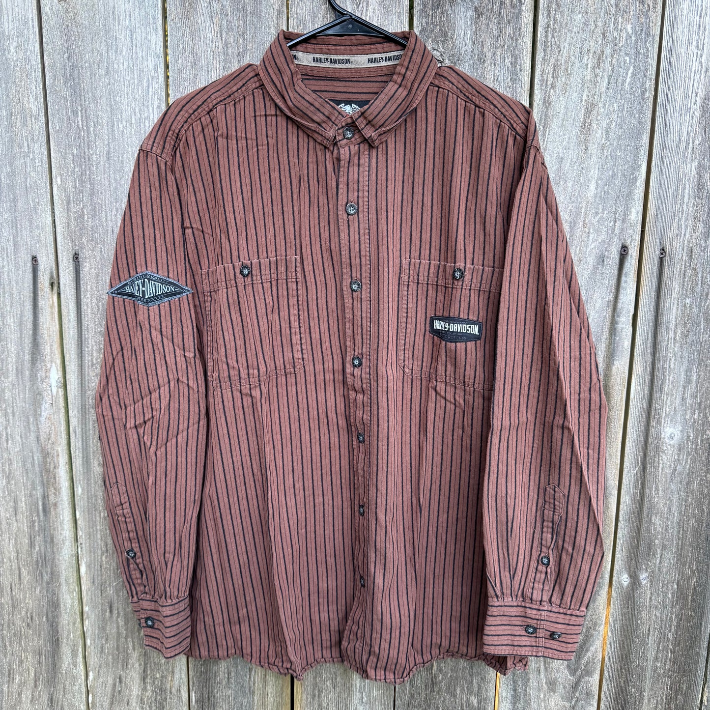 Harley Davidson Striped Button-Down Long Sleeve Shirt
