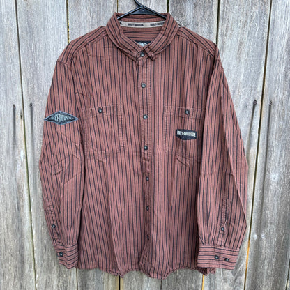 Harley Davidson Striped Button-Down Long Sleeve Shirt