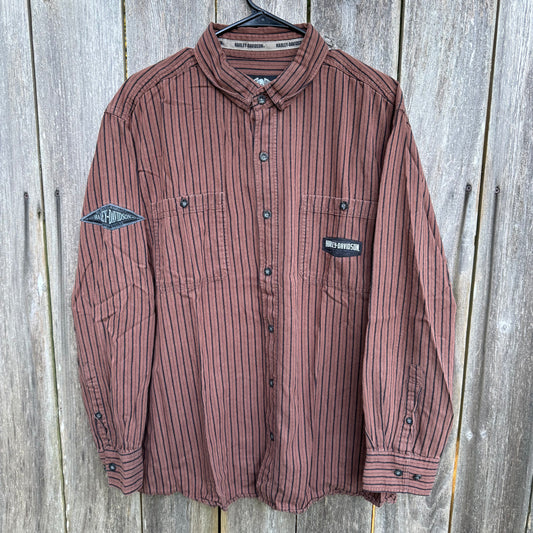 Harley Davidson Striped Button-Down Long Sleeve Shirt