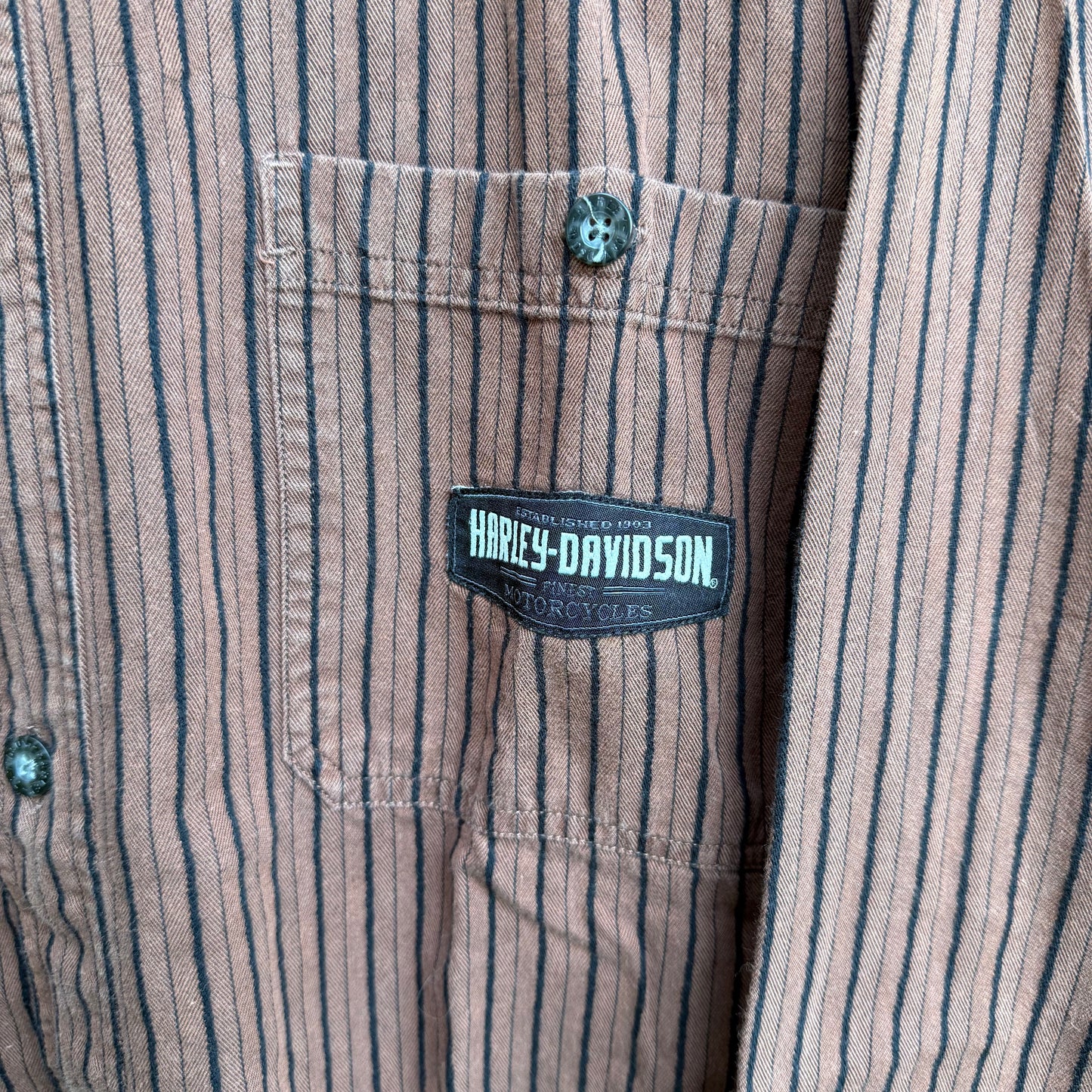 Harley Davidson Striped Button-Down Long Sleeve Shirt