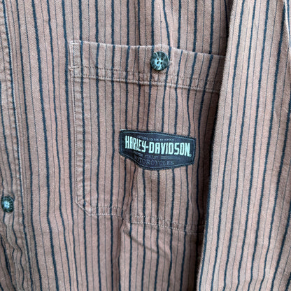 Harley Davidson Striped Button-Down Long Sleeve Shirt
