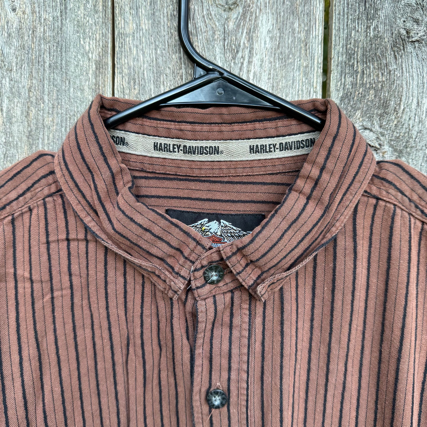 Harley Davidson Striped Button-Down Long Sleeve Shirt