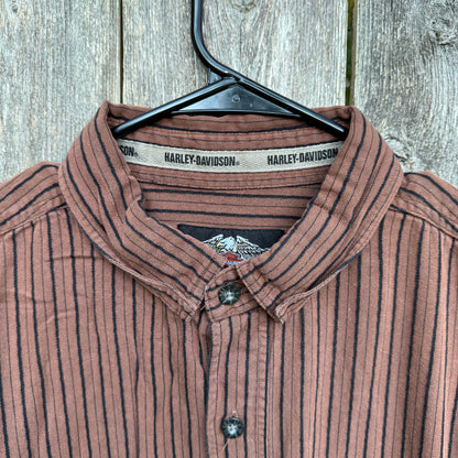 Harley Davidson Striped Button-Down Long Sleeve Shirt