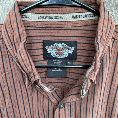 Harley Davidson Striped Button-Down Long Sleeve Shirt