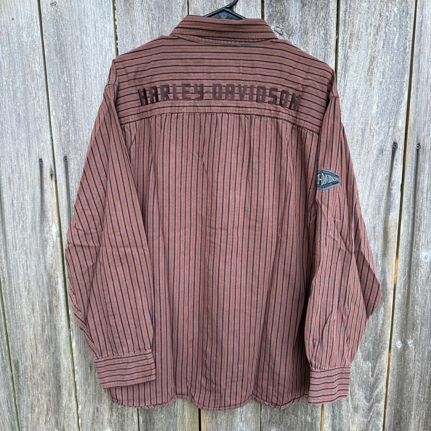Harley Davidson Striped Button-Down Long Sleeve Shirt