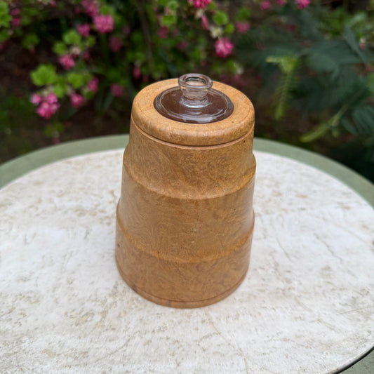 Vintage Hand-Turned Burl Wood Oil Lamp