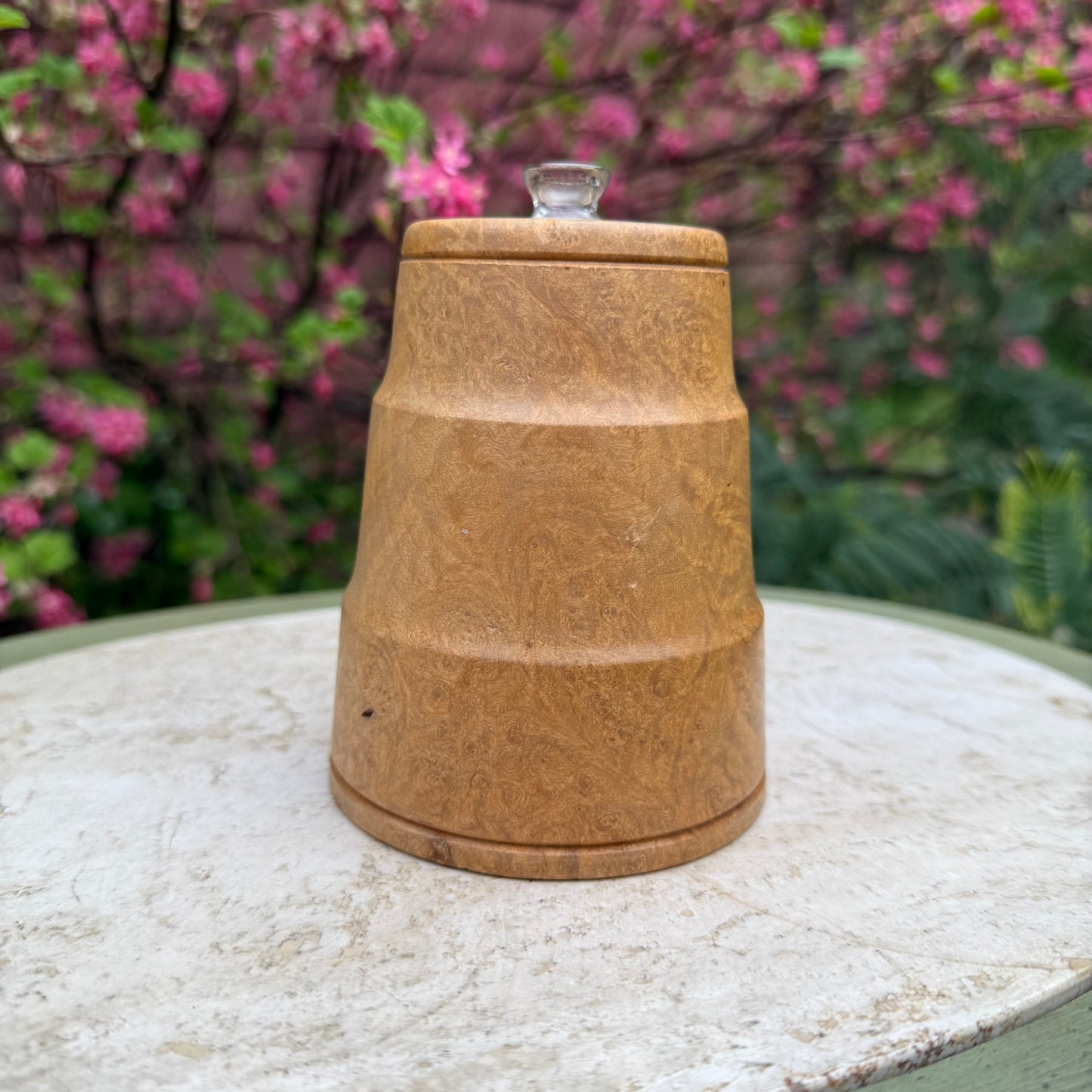 Vintage Hand-Turned Burl Wood Oil Lamp