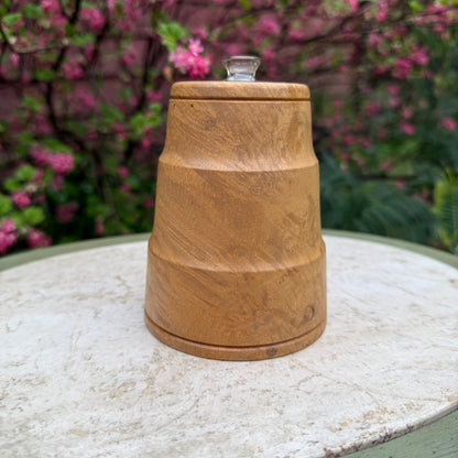 Vintage Hand-Turned Burl Wood Oil Lamp