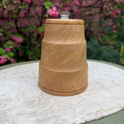 Vintage Hand-Turned Burl Wood Oil Lamp