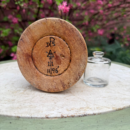 Vintage Hand-Turned Burl Wood Oil Lamp