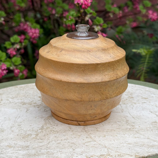 Vintage Hand-Turned Burl Wood Oil Lamp