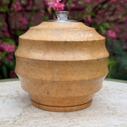 Vintage Hand-Turned Burl Wood Oil Lamp