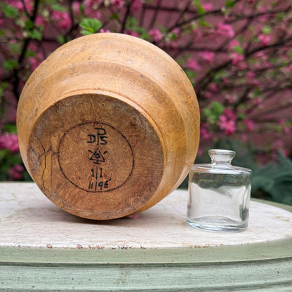 Vintage Hand-Turned Burl Wood Oil Lamp
