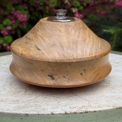Vintage Hand-Turned Burl Wood Oil Lamp