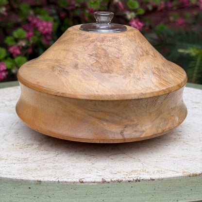 Vintage Hand-Turned Burl Wood Oil Lamp