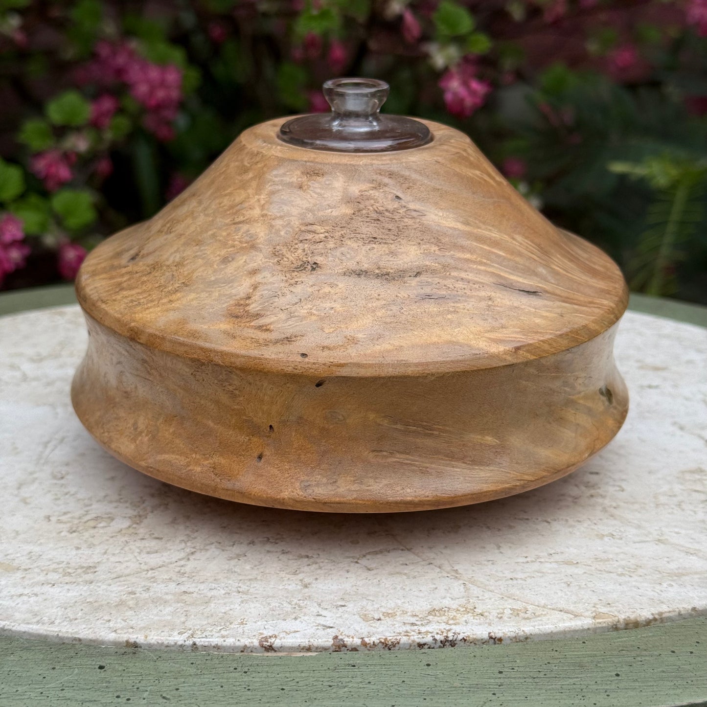 Vintage Hand-Turned Burl Wood Oil Lamp